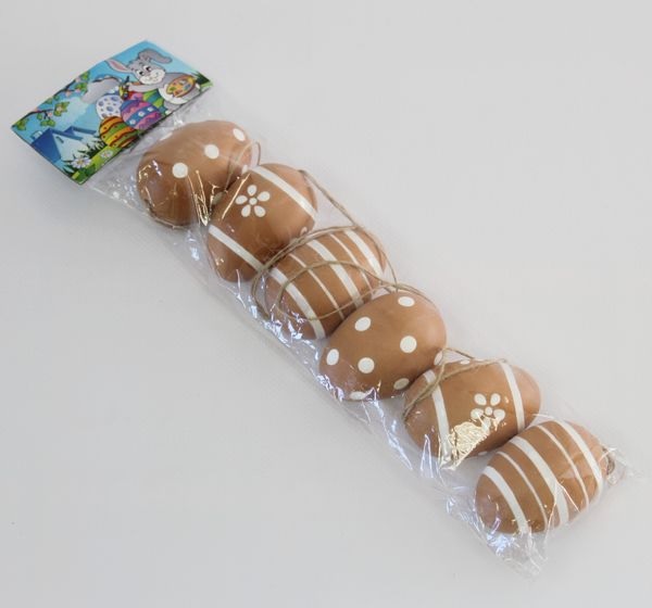 Vajíčka závěsná pvc 6ks 6cm natural